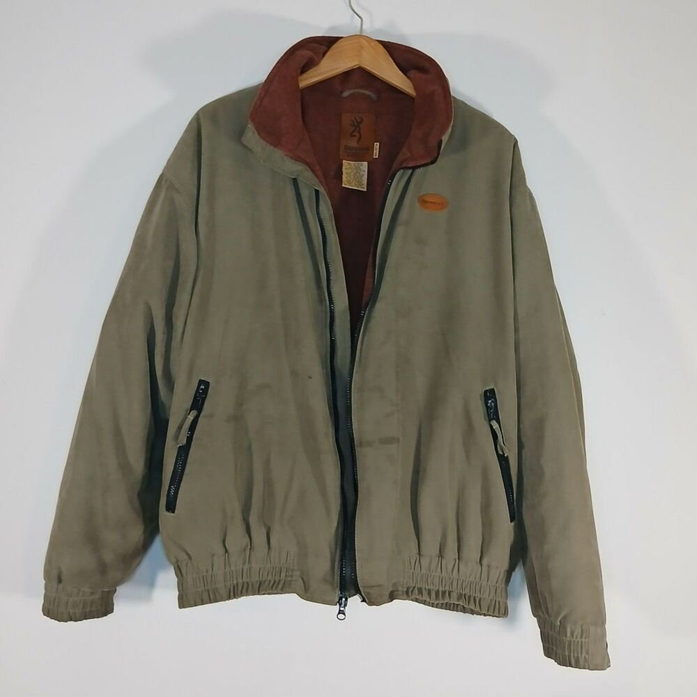 Browning Insulated Bomber Jacket Fleece Lined 2XL Distressed Thrashed Vintage